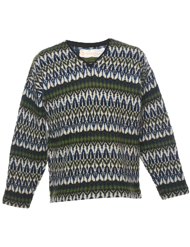 Super Deal Aztec Print Jumper - M