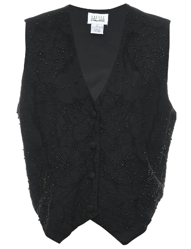 Limited Availability Beaded Black Waistcoat - L
