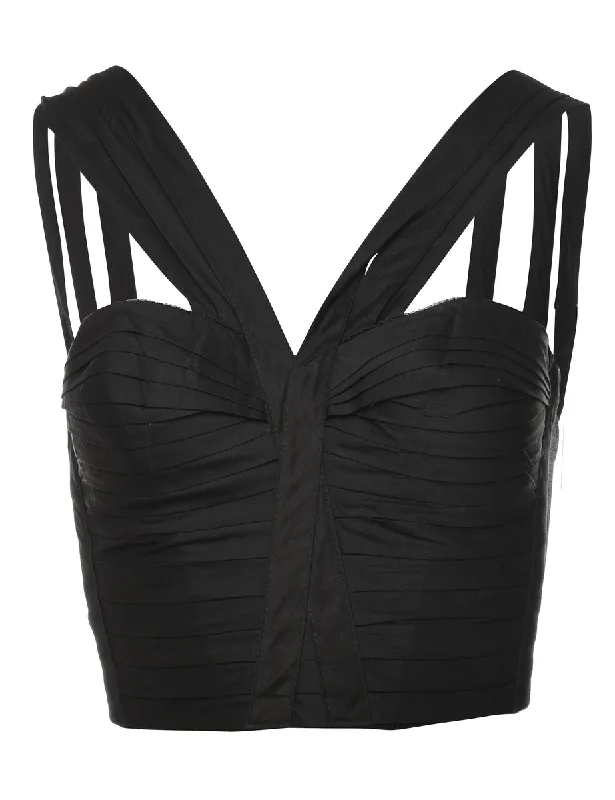 Black Pleated Boned Bustier - S