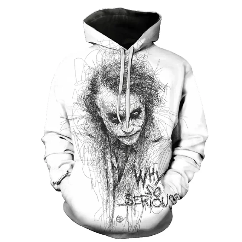 Super Bargain 3D Print Hoodie with Clown line Print