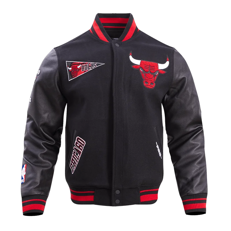 Final Clearance NBA CHICAGO BULLS RETRO CLASSIC MEN'S RIB WOOL VARSITY JACKET (BLACK/RED/BLACK) Final Clearance NBA CHICAGO BULLS RETRO CLASSIC MEN'S RIB WOOL VARSITY JACKET (BLACK/RED/BLACK)