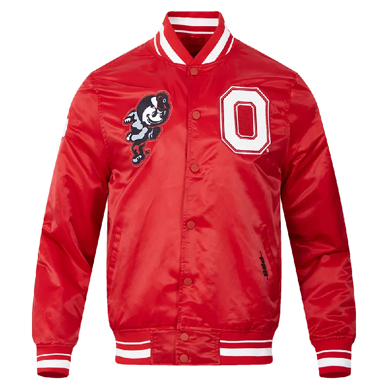 Overstock Sale OHIO STATE UNIVERSITY CLASSIC MEN'S RIB SATIN JACKET (RED)