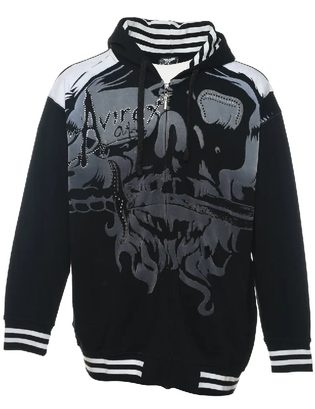 Can't Beat Black 1990s Avirex Hoodie - XL