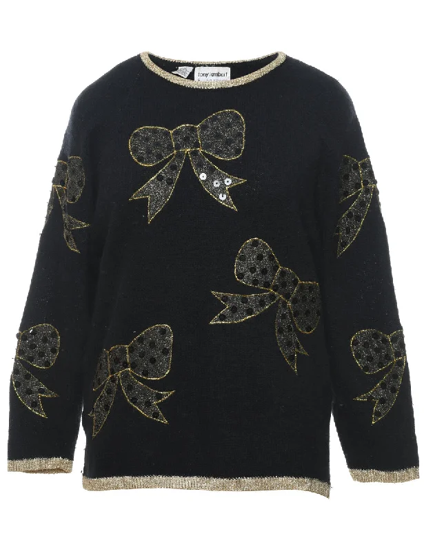 Weekend Bargains to Enjoy Black Christmas Jumper - S