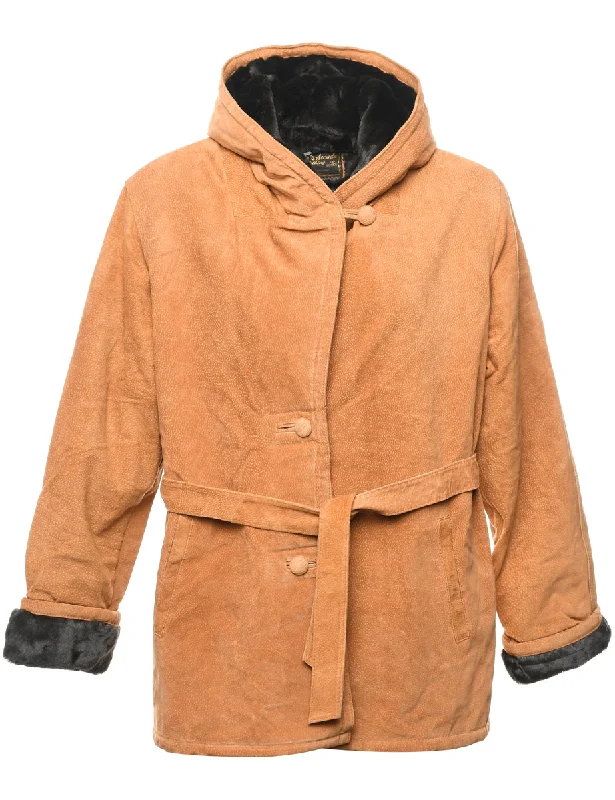 Brown Hooded Coat - L