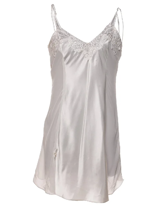 Low Prices Beaded White Strappy Slip Dress - S