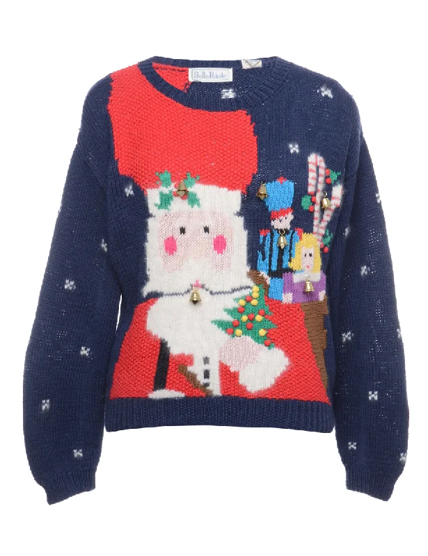 Weekend Flash Sale Beyond Retro Reworked Christmas Jumper With Bells - L
