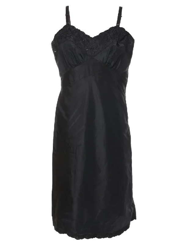 Price Rollback Black Lace Trim Sparkly Slip Dress - M