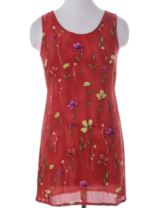 Price Slash Beyond Retro Label Short Dress Red With Back Tie