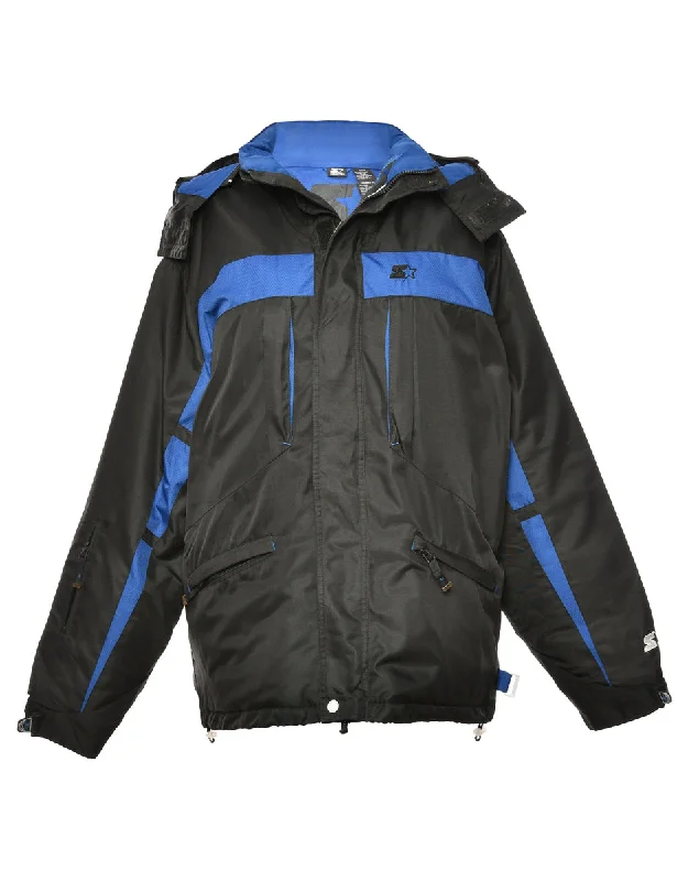 Huge Discounts Black & Blue Contrasting Mountaineering Jacket - L
