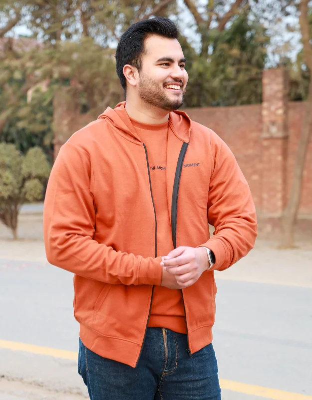 Unmissable Sale Men Fashion Brown Zipper Hoodie