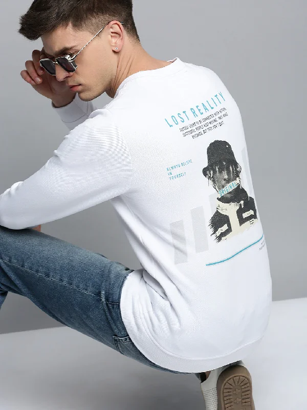 Weekend Bargains to Cherish Men White Printed Casual Sweatshirt
