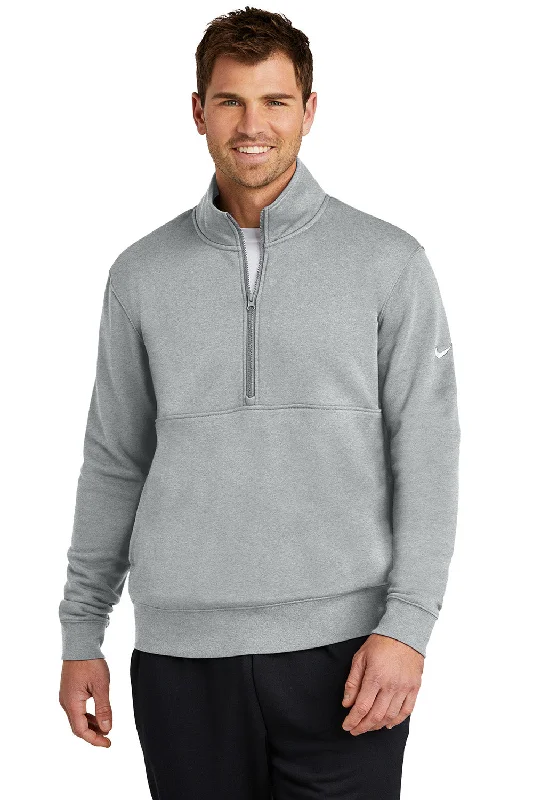 Weekend Discounts to Enjoy Nike Mens Club Fleece 1/4 Zip Sweatshirt w/ Pockets - Heather Dark Grey