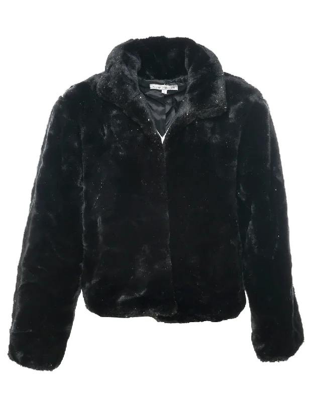 Year-End Clearance Black Faux Fur Jacket - L