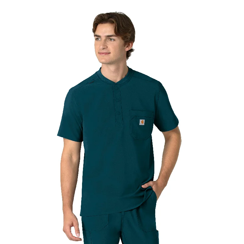 Carhartt Force Cross-Flex Men's Henley Scrub Top - Caribbean