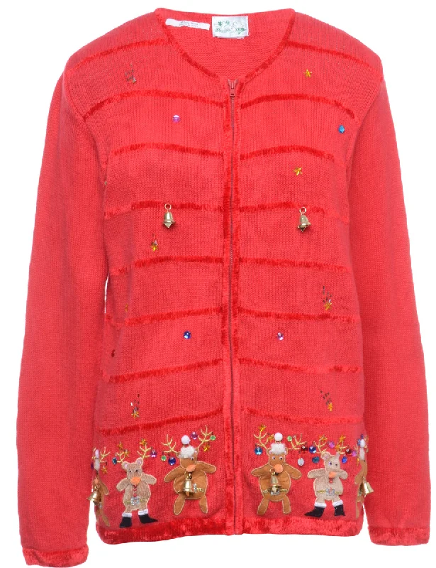 Shop Now Beyond Retro Reworked Christmas Cardigan With Bells - M