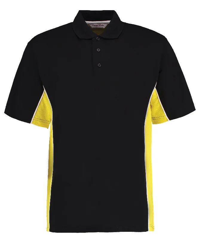 Limited Stock Kustom Kit Track Polo (Classic Fit) - Black/Yellow/White