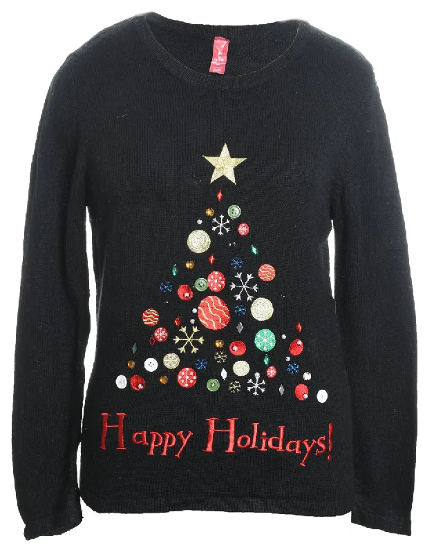 Weekend Discounts to Snag Black Christmas Jumper - M