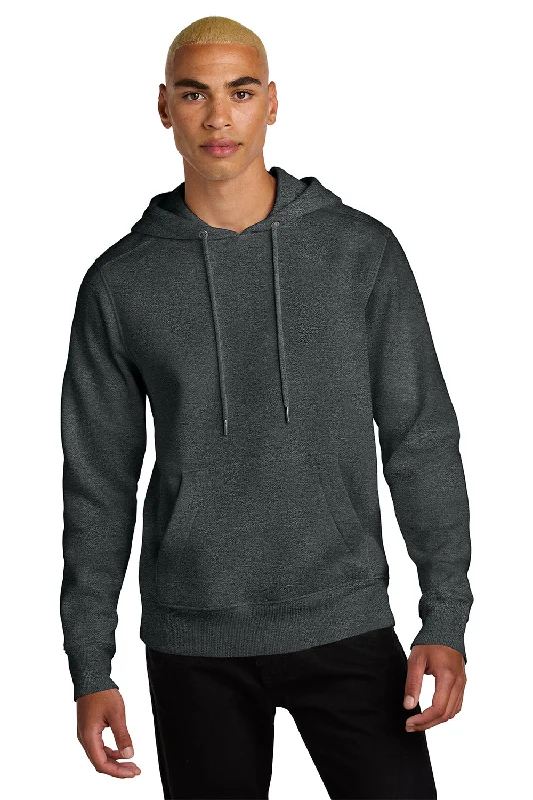 District Mens Perfect Weight Fleece Hooded Sweatshirt Hoodie w/ Pouch Pocket - Heather Charcoal Grey