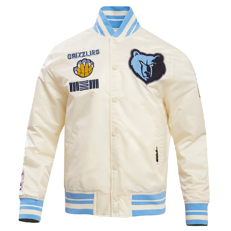 Epic Value NBA MEMPHIS GRIZZLIES RETRO CLASSIC MEN'S RIB SATIN JACKET (EGGSHELL/UNIVERSAL BLUE) Epic Value NBA MEMPHIS GRIZZLIES RETRO CLASSIC MEN'S RIB SATIN JACKET (EGGSHELL/UNIVERSAL BLUE)