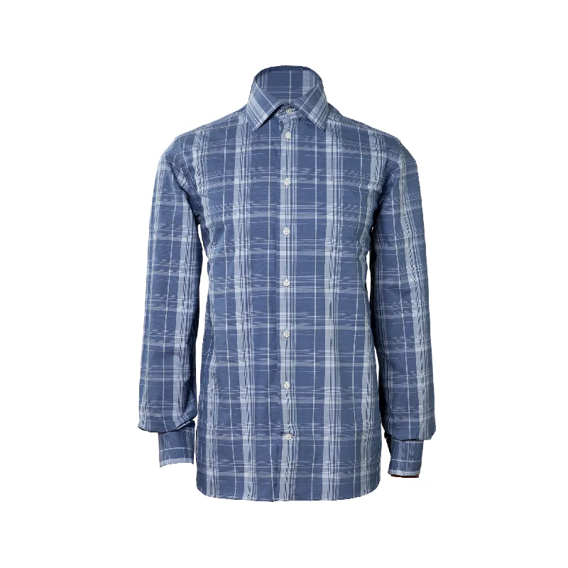 Can't Resist HENRY SARTORIAL Casual Check Shirt BLUE CHECK