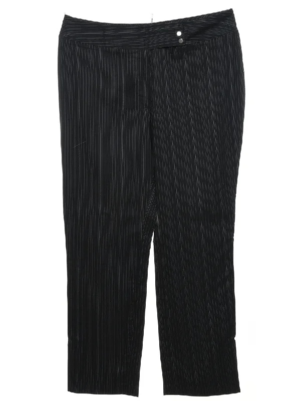 Weekend Sale: Don't Miss Out Black Casual Pinstriped Trousers - W36 L29