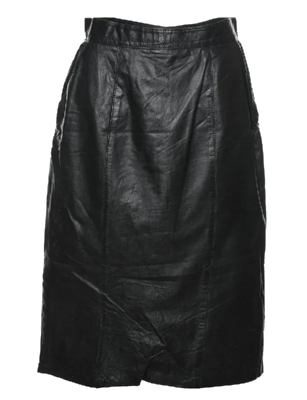 Limited Supply Black A-Line Leather Skirt - S