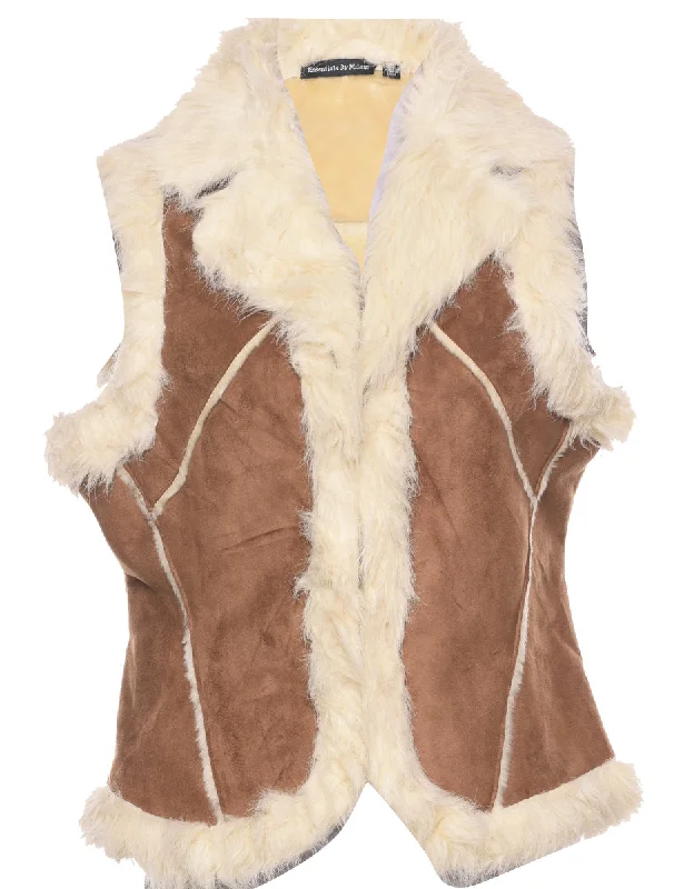 Brown Shearling Y2K Waistcoat - M