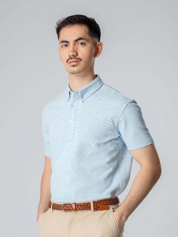 Weekend Discounts Worth Grabbing Dante Polo Button Down Short Sleeve - Light Blue