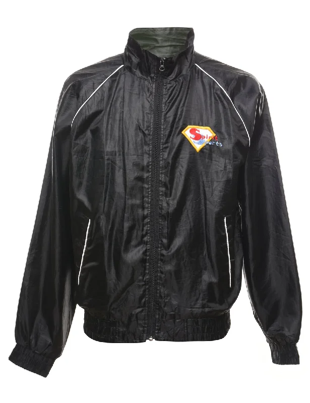 Fantastic Offers Black Embroidered National Championship Nylon Jacket - L