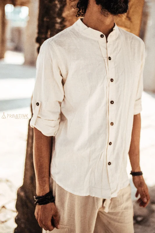 Hurry In Buttoned Natural Shirt ⋙ Handwoven Khadi Cotton