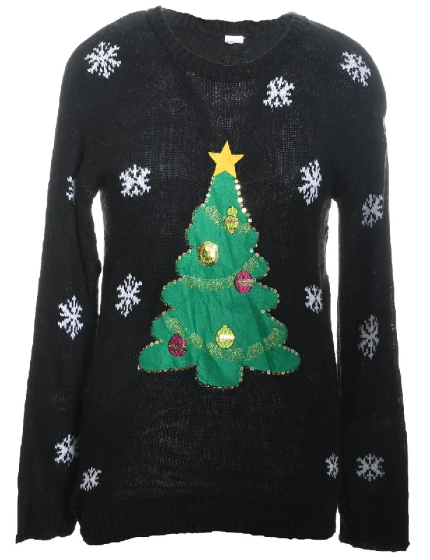 Weekend Deals That Wow Black Christmas Jumper - M