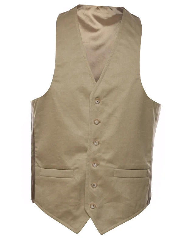 Button Front Tan Waistcoat - S