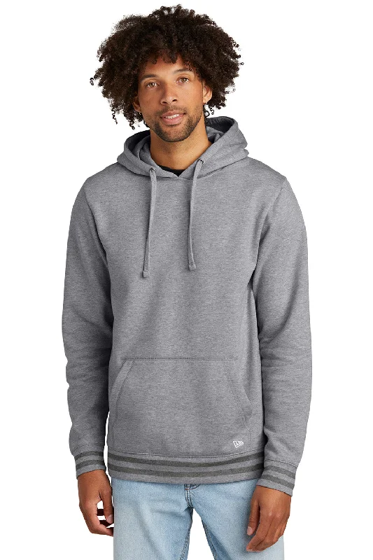 Weekend Savings Extravaganza New Era Mens Comeback Fleece Hooded Sweatshirt Hoodie w/ Pouch Pocket - Heather Grey/Heather Dark Grey