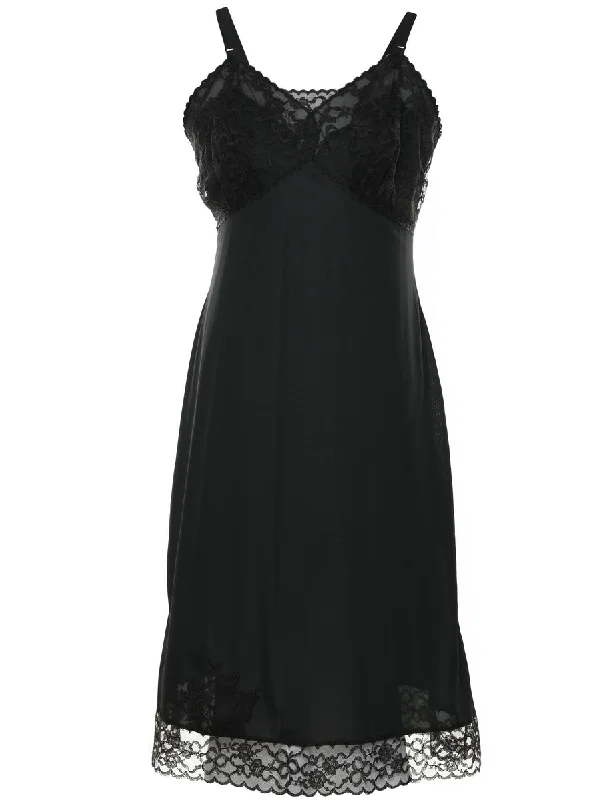 Price Reduction Black Lace Trim Slip Dress - M