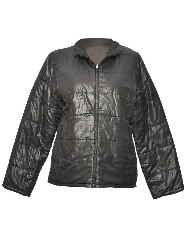 Overstock Black Classic Zip-Front Puffer Jacket - M