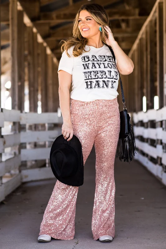 Weekend Specials to Snag Rose Gold Sequin Flare Pants
