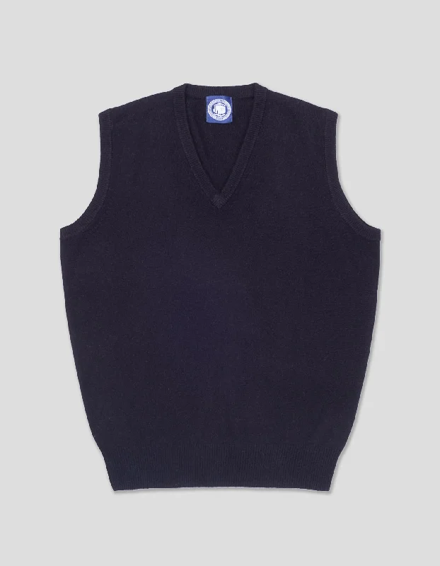 Extra Discount LAMBSWOOL V NECK VEST - NAVY
