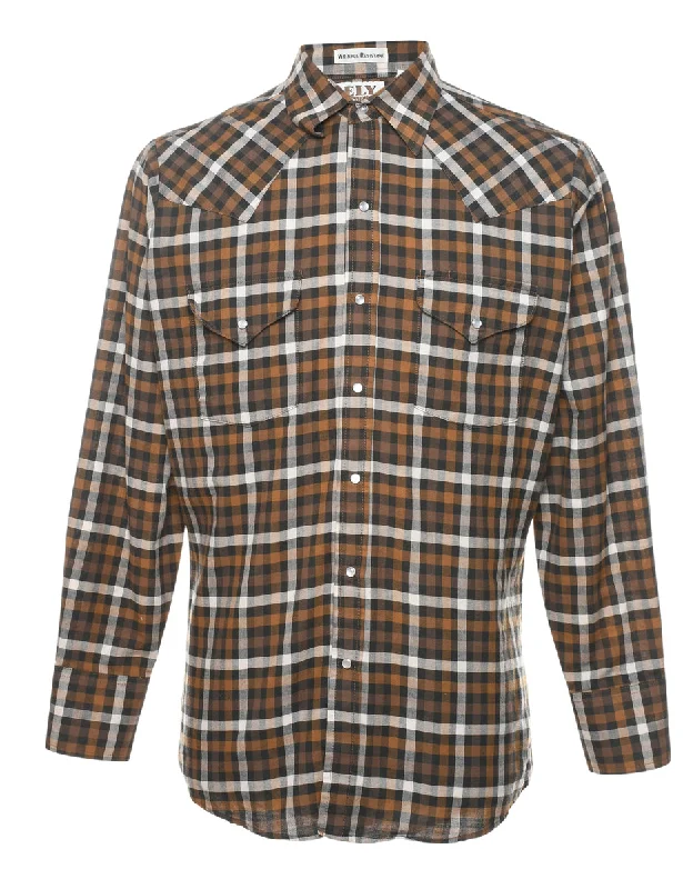 Brown Checked Shirt - M