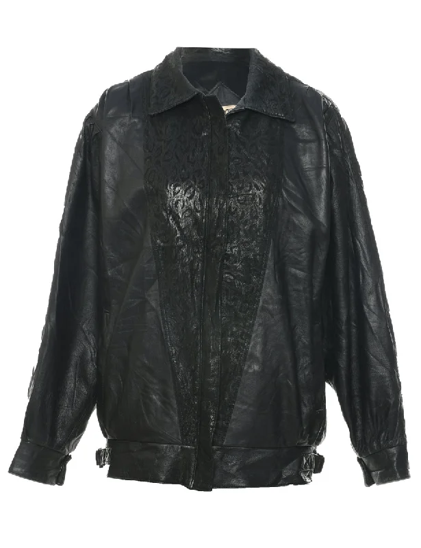 Black Leather Jacket - XL