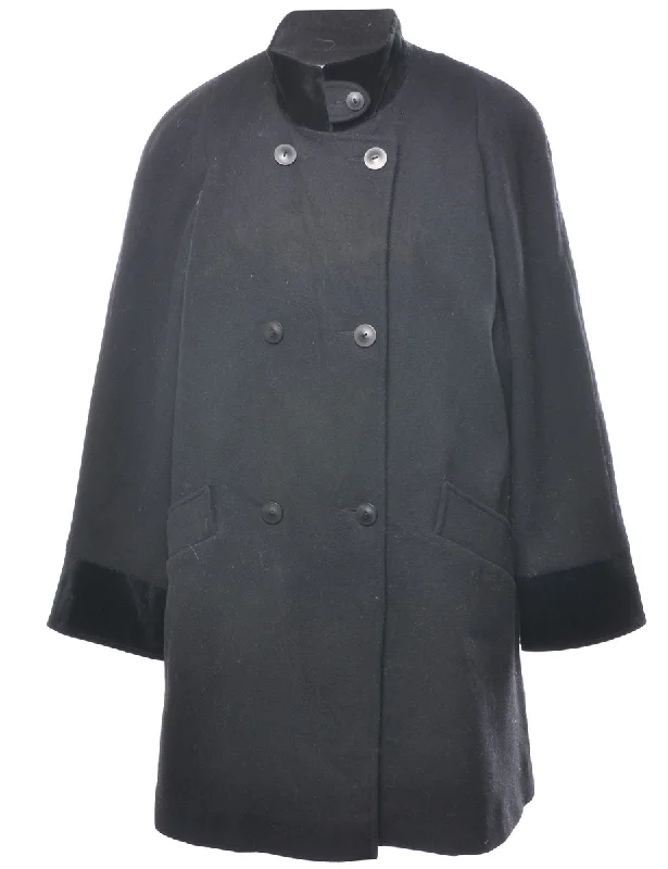 Weekend Bargains to Sizzle Black Double Breasted Wool Coat - L