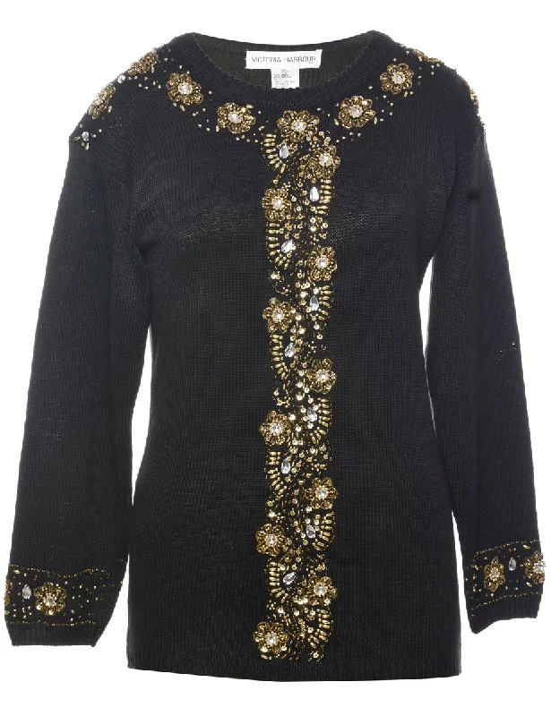 Huge Discounts Beaded Black Jumper - S