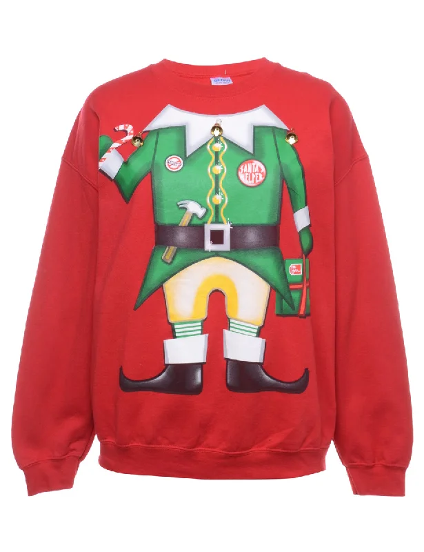 Deep Discounts Beyond Retro Reworked Christmas Sweatshirt With Bells - XL