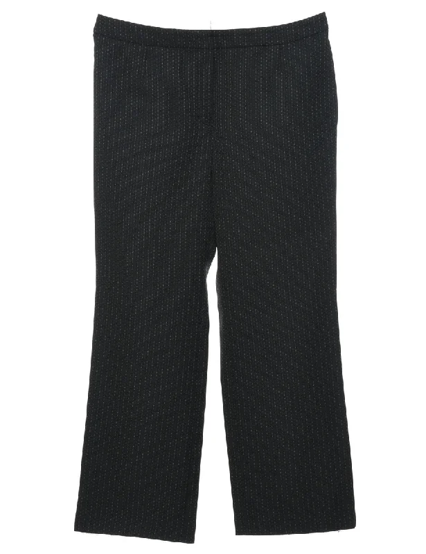 Black Pinstriped Trousers - W36 L28