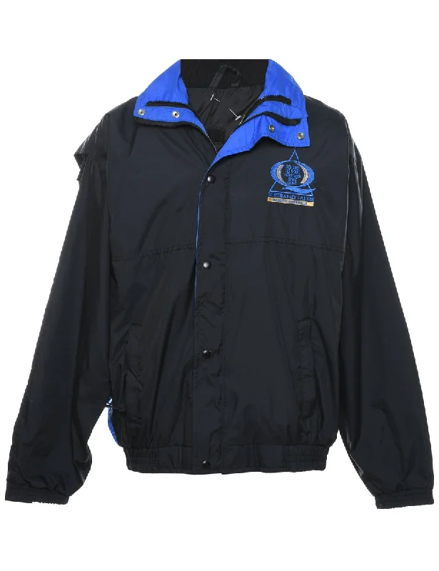 Instant Discount Black & Blue Embroidered Nylon Jacket - XL