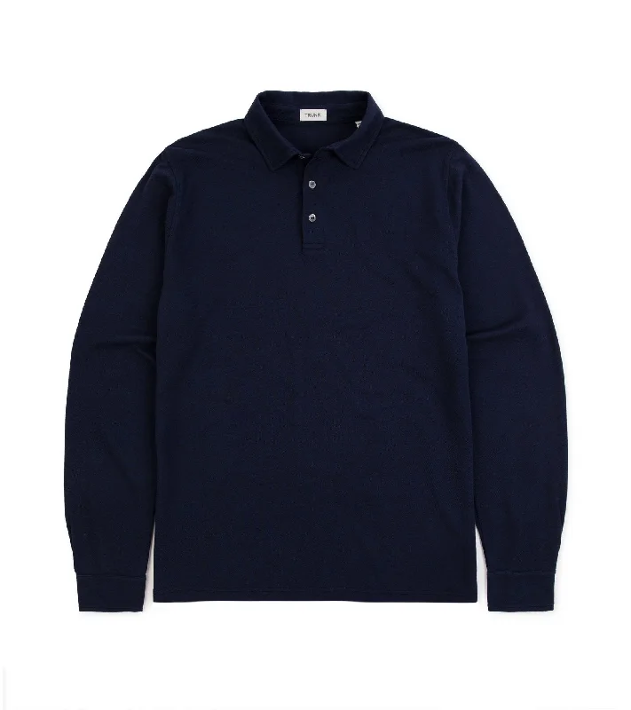 Can't Miss Trunk Moxon Long Sleeve Polo Shirt: Navy