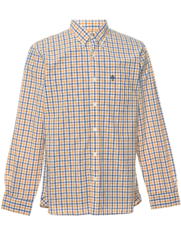 Brooks Brothers Yellow & Navy Checked Shirt - L