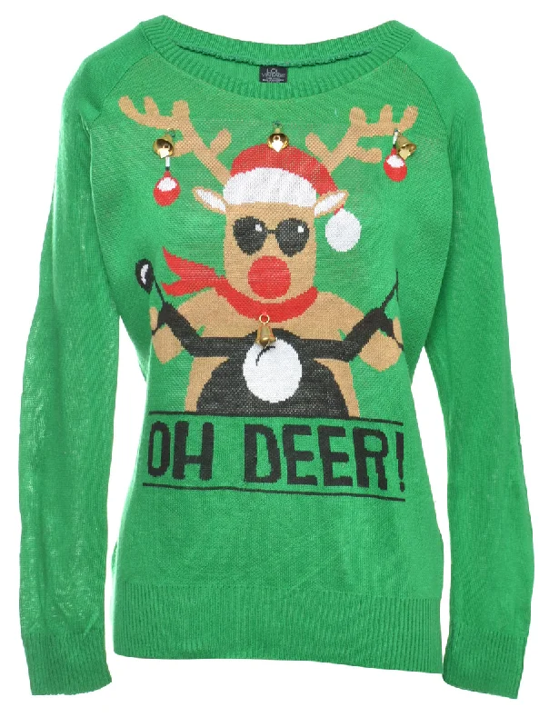 Weekend Price Cuts Galore Beyond Retro Reworked Christmas Jumper With Bells - M