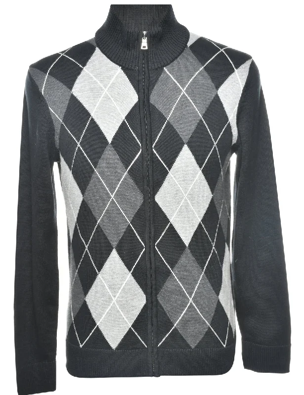 One-DAY Sale Argyle Knit Cardigan - S