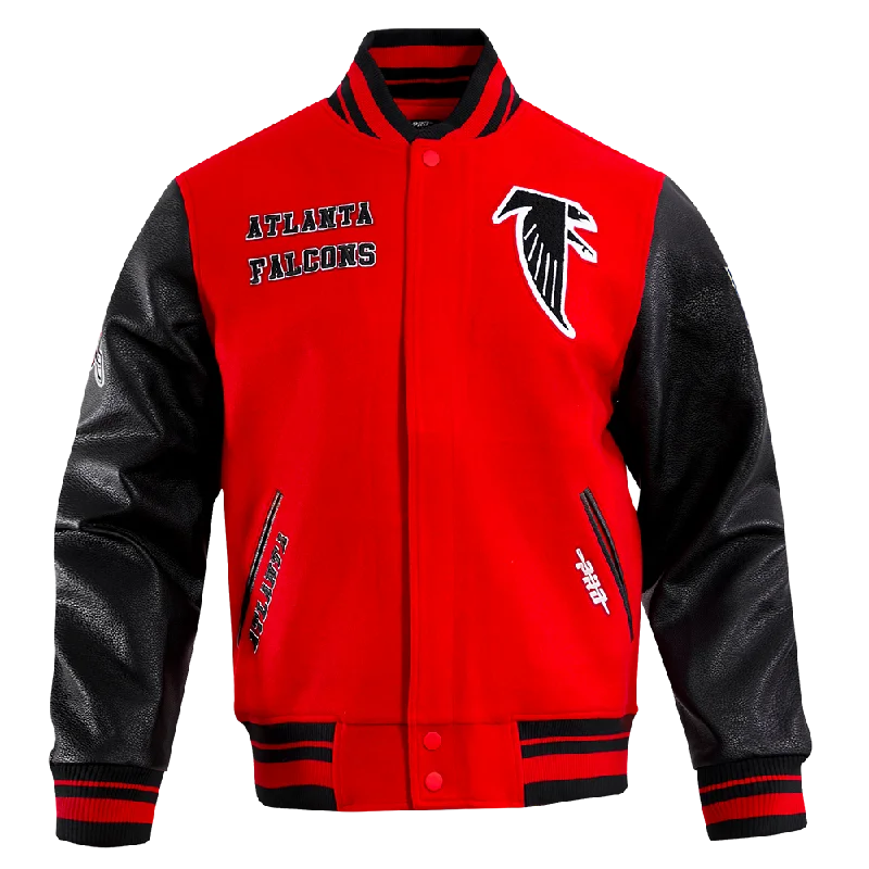 NFL ATLANTA FALCONS RETRO CLASSIC MEN'S RIB WOOL VARSITY JACKET (RED/BLACK)